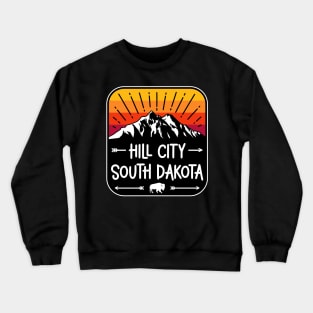 Hill City South Dakota Vintage Mountain Sunset Crewneck Sweatshirt